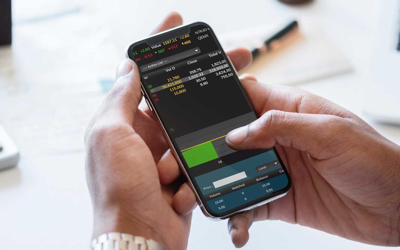 Cell phone doing online banking.